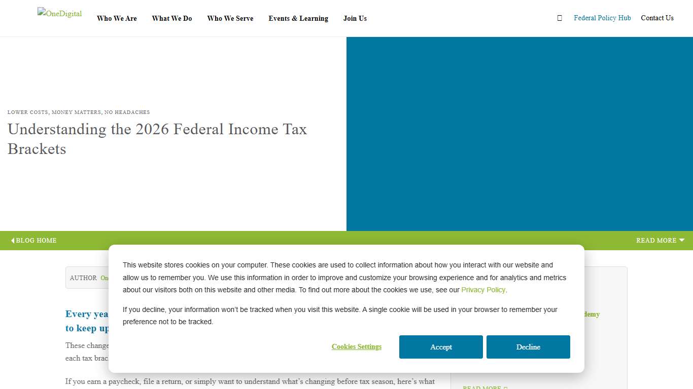 Understanding the 2026 Federal Income Tax Brackets OneDigital